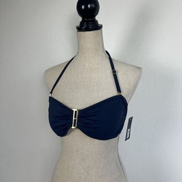 Tommy Hilfiger NWT Women's Halter Bandeau Bra Bikini Top Core Navy Size Medium - Picture 6 of 10